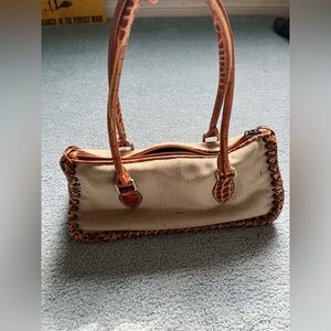 Donald J. Pliner Cream and Brown Shoulder Bag